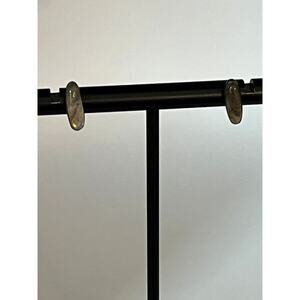 Elongated Oval Laboradite Cabochon Stud Earrings